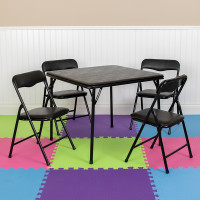 Flash Furniture JB-9-KID-BK-GG Kids Black 5 Piece Folding Table and Chair Set